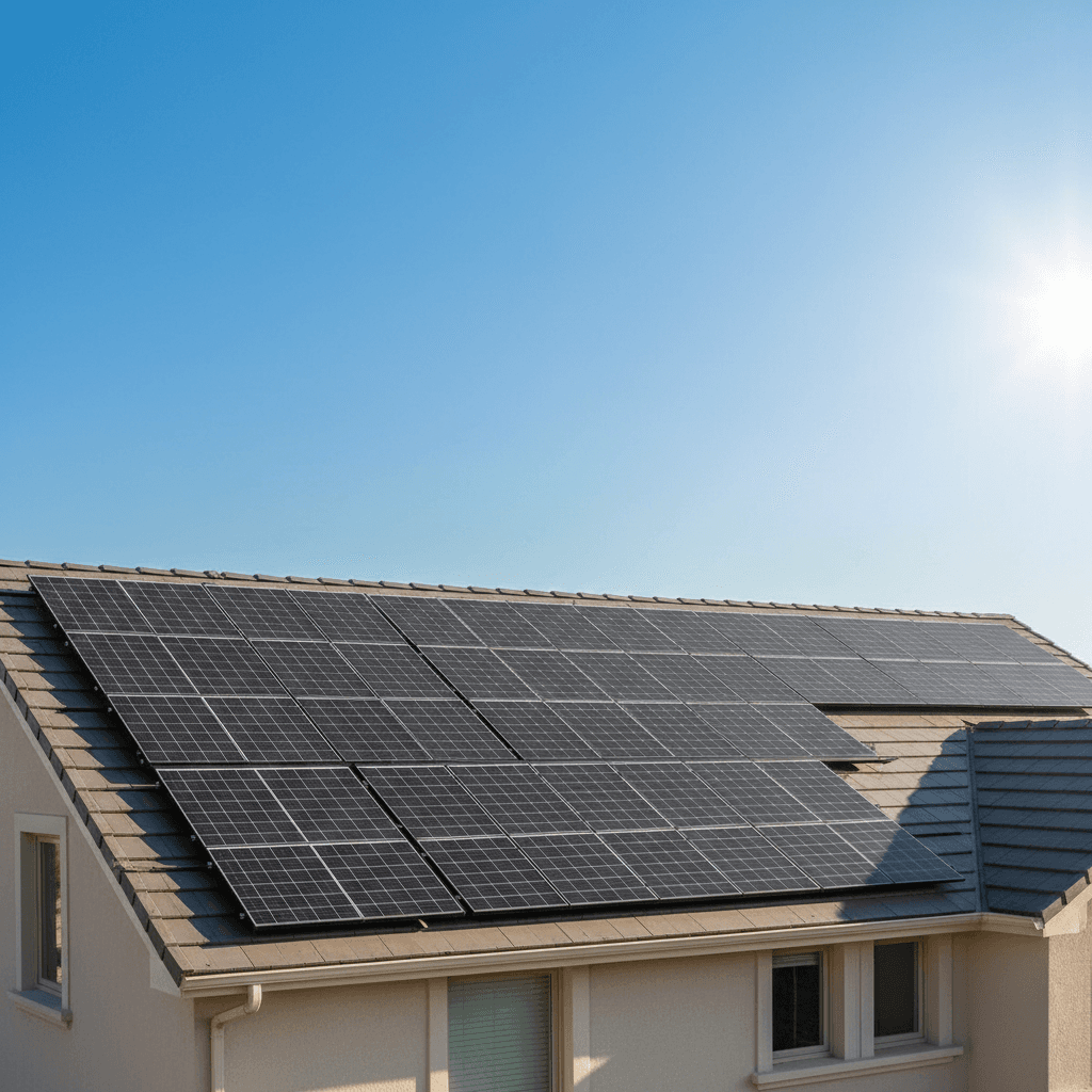Solar panel system on home roof