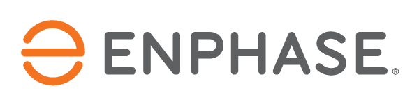 Enphase logo featuring an orange stylized circular icon and gray uppercase brand name text.